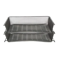 Mind Reader Black 2-Pack Stackable Metal Mesh Document File Letter Desktop Tray Organizer,