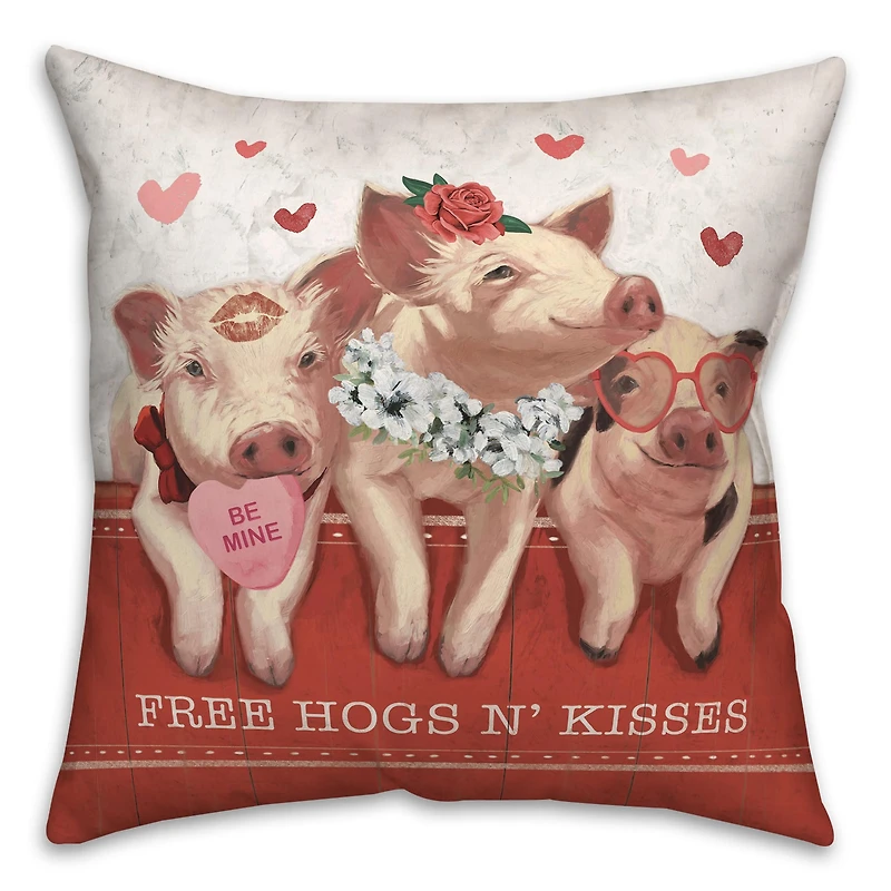 Free Hogs & Kisses Valentine's Day Throw Pillow