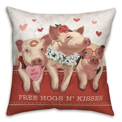 Free Hogs & Kisses Valentine's Day Throw Pillow