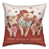 Free Hogs & Kisses Valentine's Day Throw Pillow