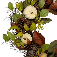 24" Pumpkin, Pinecone & Gourd Grapevine Thanksgiving Wreath