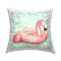 Stupell Industries Tropical Flamingo Fashion Pool Float Throw Pillow, 18" x 18"