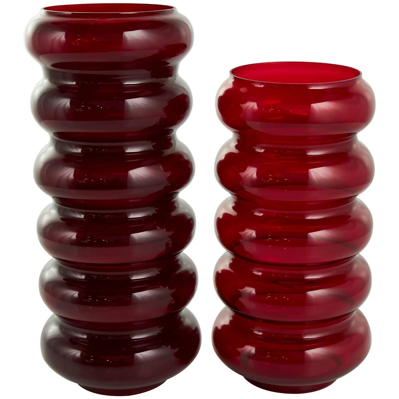 Red Glass Bubble Vase Set