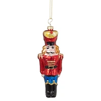 5.5" Shiny Red Nutcracker Soldier Glass Ornament
