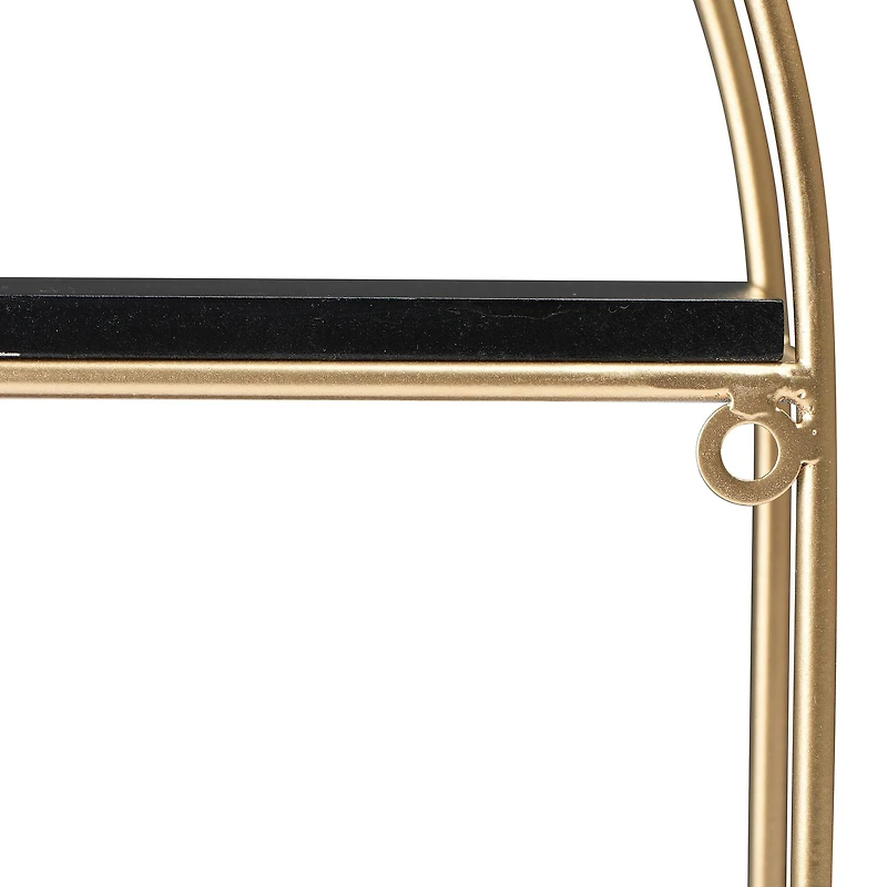 Hello Honey® Wood & Metal Gold Crescent Wall Shelf