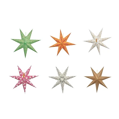 Hello Honey® 24" Multicolor LED Paper Star Ornaments Set