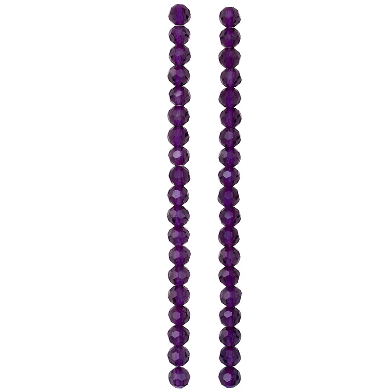Purple Glass Faceted Round Beads, 6mm by Bead Landing™