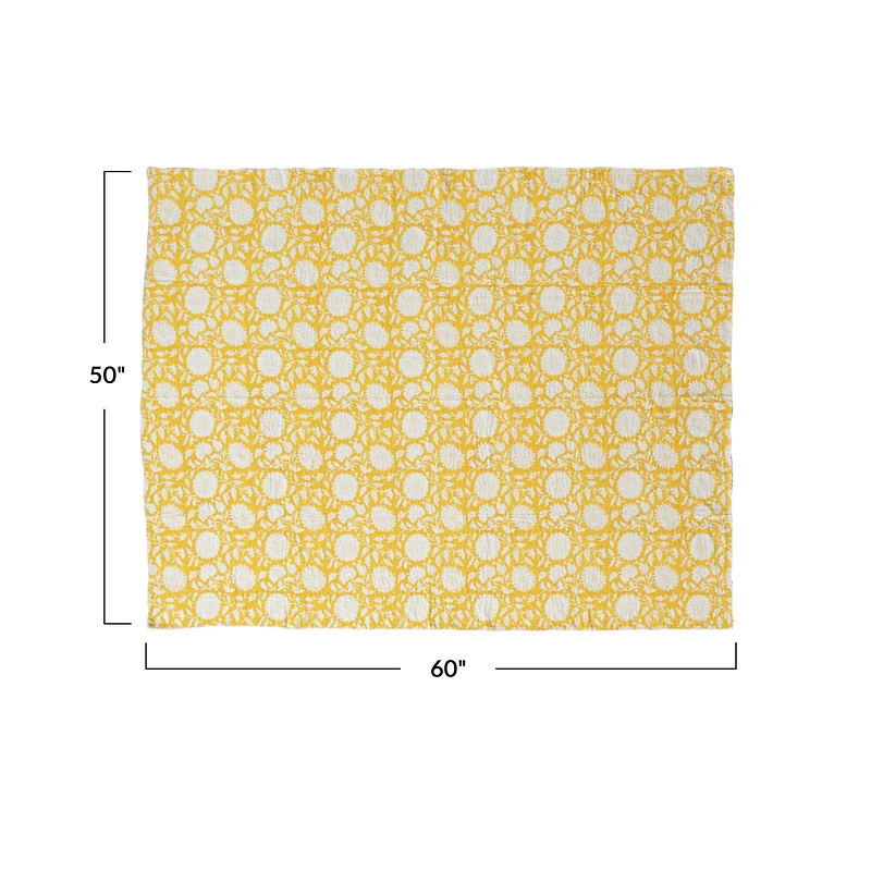 Hello Honey® 60" Yellow Block Print Throw