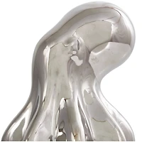 8" Silver Ceramic Octopus Sculpture