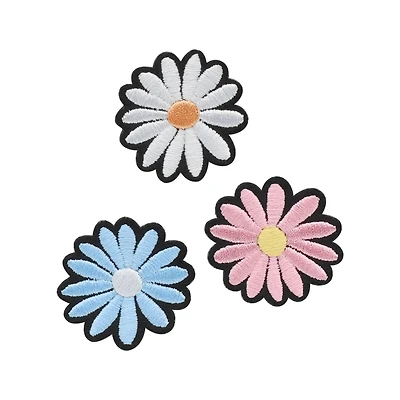 Embroidered Daisy Iron On Patches, 3ct. by Make Market®