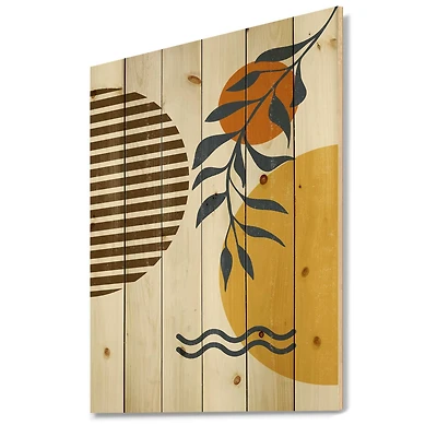 Designart - Botanical Minimalist Leaf With Abstract Shapes I