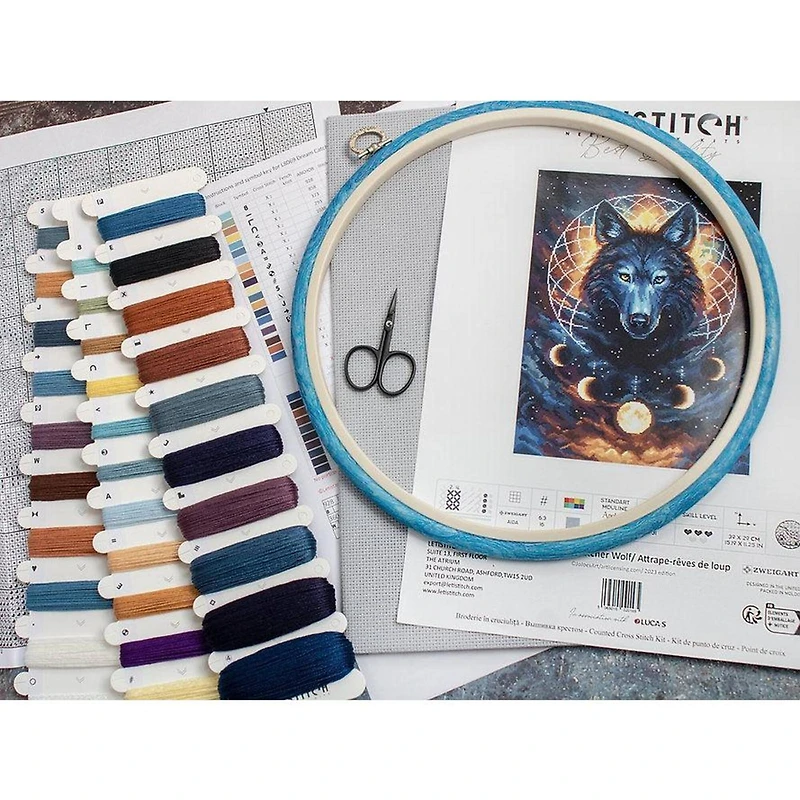 LetiStitch Dream Catcher Wolf Counted Cross Stitch Kit