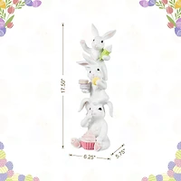 Glitzhome® 17.5" Easter Resin Stacked Bunny with Macaron Table Decor
