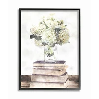 Stupell Industries White Hydrangeas on Books Framed Wall Art