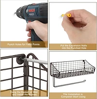 NEX™ 16" Brown Wall Mounted Wire Basket Shelf & Paper Roll Holder