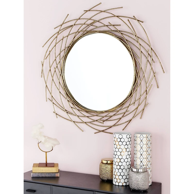 CosmoLiving by Cosmopolitan 39" Gold Glam Metal Wall Mirror
