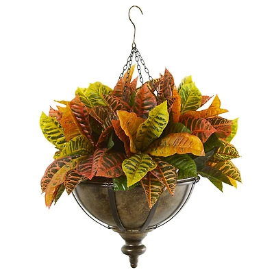 2.16ft. Garden Croton in Hanging Metal Bowl