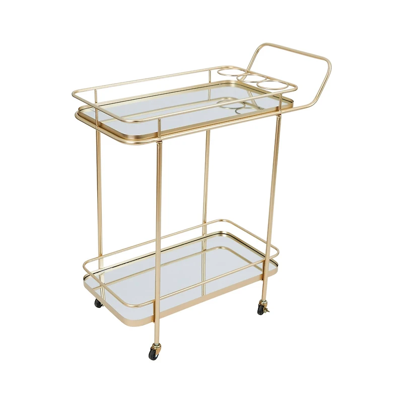 Hello Honey® Art Deco 2-Tier Mirrored Metal Bar Cart