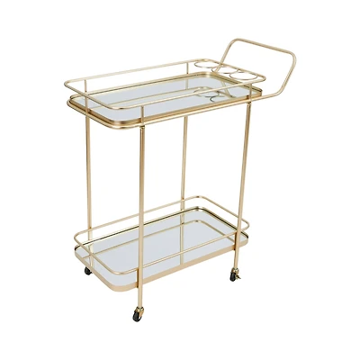 Hello Honey® Art Deco 2-Tier Mirrored Metal Bar Cart