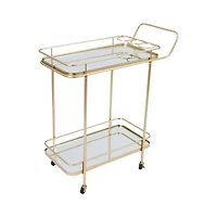 Hello Honey® Art Deco 2-Tier Mirrored Metal Bar Cart