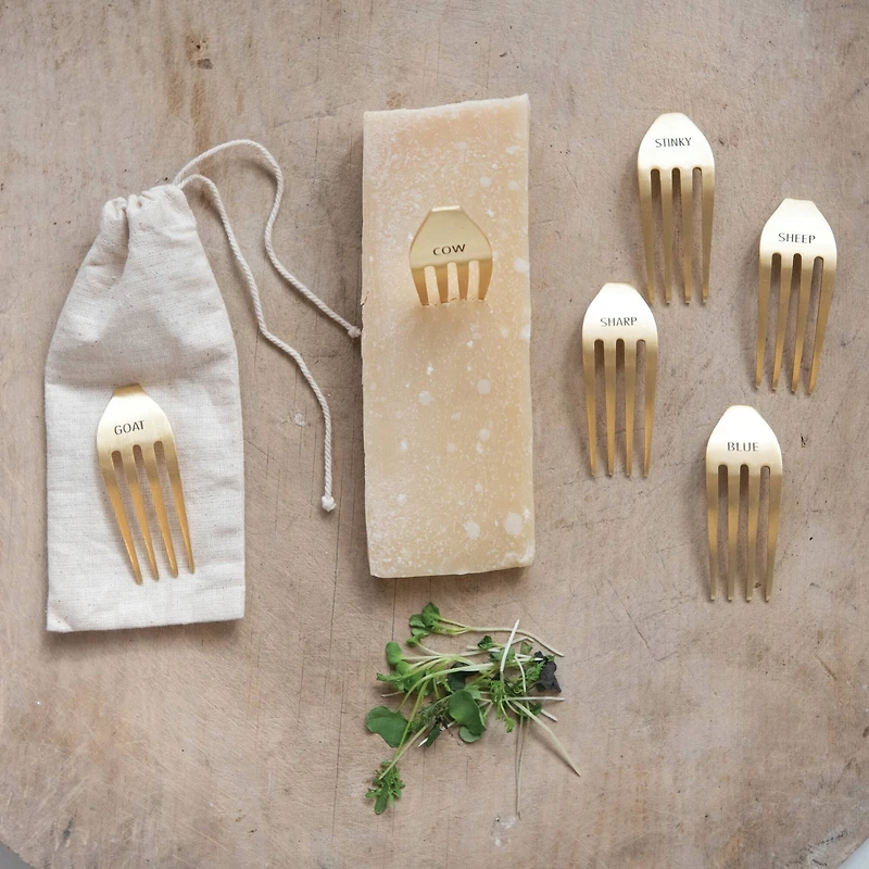Hello Honey® Gold Metal Fork Cheese Markers, 6ct.