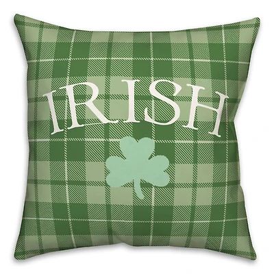 Irish Clover Green Plaid 3 18" x 18" Throw Pillow