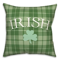 Irish Clover Green Plaid 3 18" x 18" Throw Pillow
