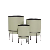 The Novogratz Taupe Metal Contemporary Planter Set