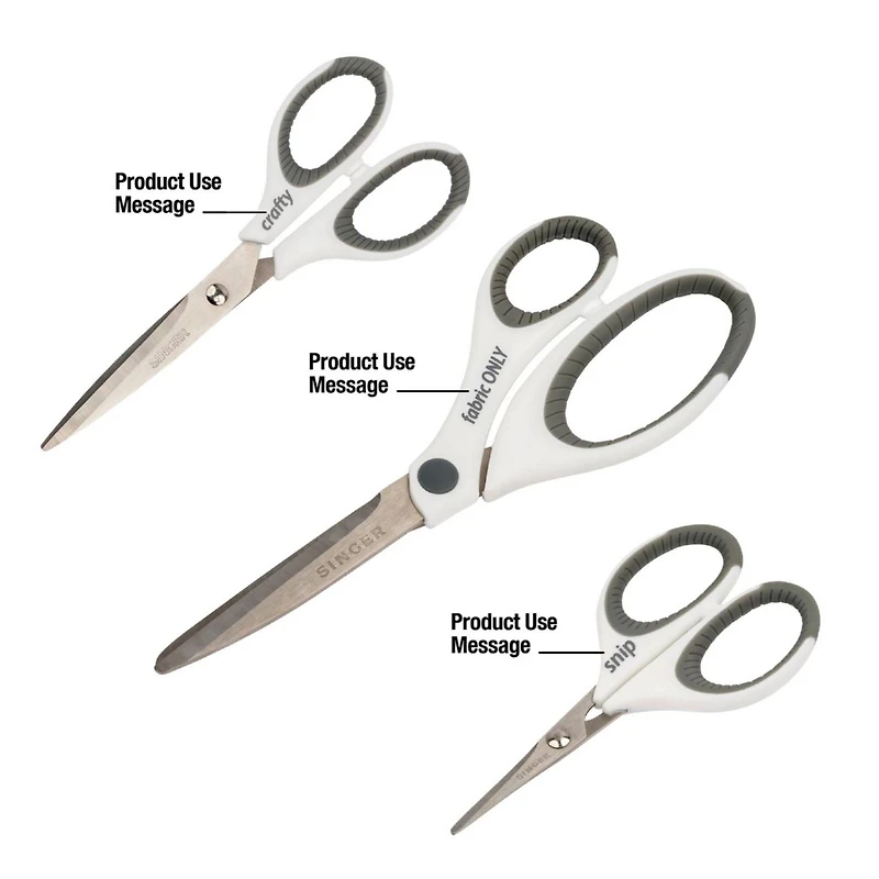 SINGER® Comfort Grip 3 Piece Multipurpose Fabric Scissors Set