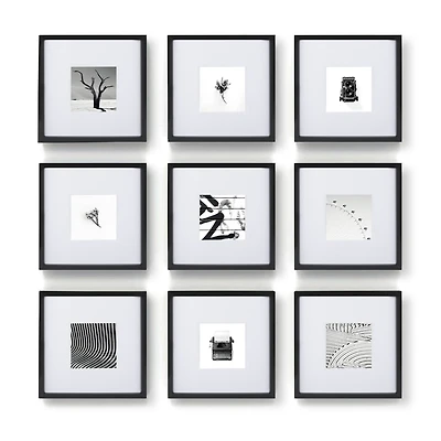 10" x 10" Black 9 Piece 123 Gallery Matted Frame Set by Studio Décor®