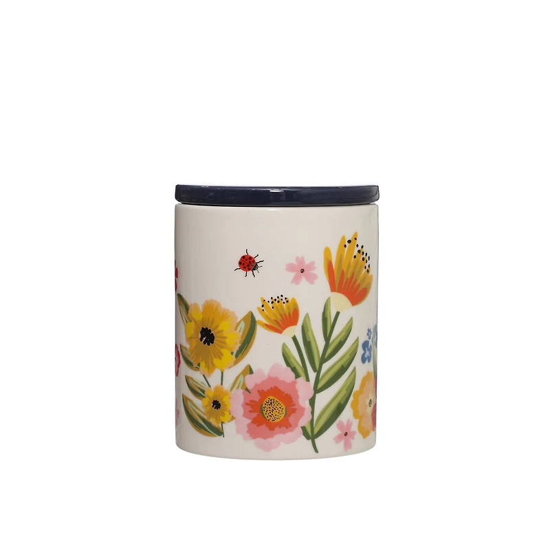 6.5" Floral Ceramic Container with Lid by Ashland®