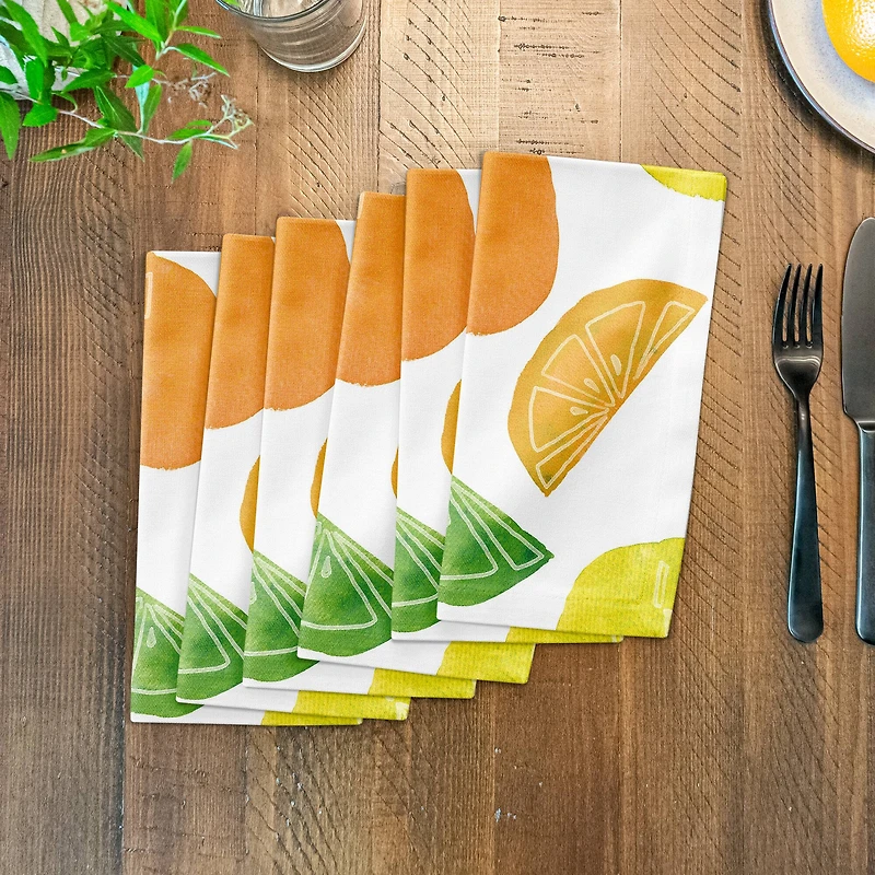 Citrus Fruit Pattern 10" x 10" Cotton Twill Napkin