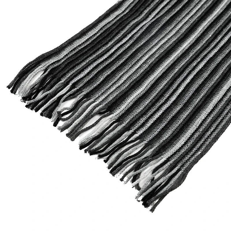 Glitzhome® 70" Men's Black & White Striped Scarf with Tassels