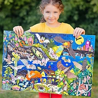 eeBoo Love of Bats Glow in the Dark 100 Piece Jigsaw Puzzle