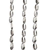 John Bead Antique Silver Metal Cowrie Beads, 16mm