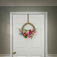 16" Spring Rose, Peony, & Globe Flowers Hoop Wreath