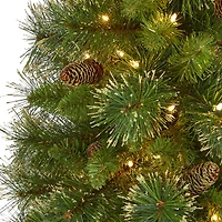 5ft. Pre-Lit Golden Tip Washington Pine Artificial Christmas Tree, Clear LED Lights