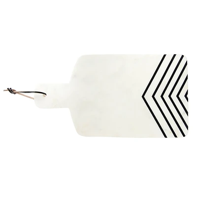 Hello Honey® 17" White and Black Chevron Marble Cheese/Cutting Board