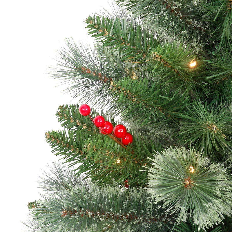 2 Pack 3.5ft. Pre-Lit Faux Cashmere Artificial Potted Christmas Tree, Warm White LED Lights