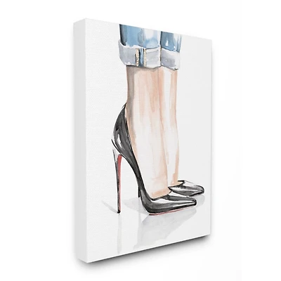 Stupell Industries Fashion Heels Women's Denim Cuff Watercolor Canvas Wall Art