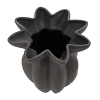 15" Black Ceramic Speckle Textured Tulip Shape Vase
