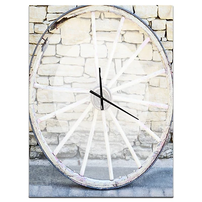 Designart Old Vintage Broken Wood Wheel Farmhouse Wall Clock