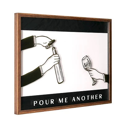 American Art Decor Pour Me Another Printed Glass Framed Wall Decor