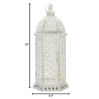 20" White Cutwork Hexagon Lantern