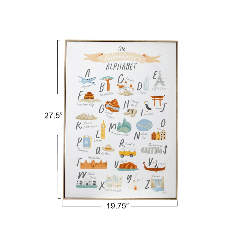Hello Honey® Adventurer's Alphabet Canvas Framed Wall Décor