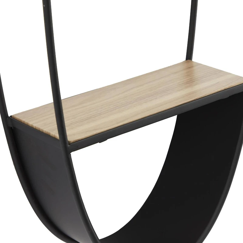 40" Black Contemporary Metal Wall Shelf