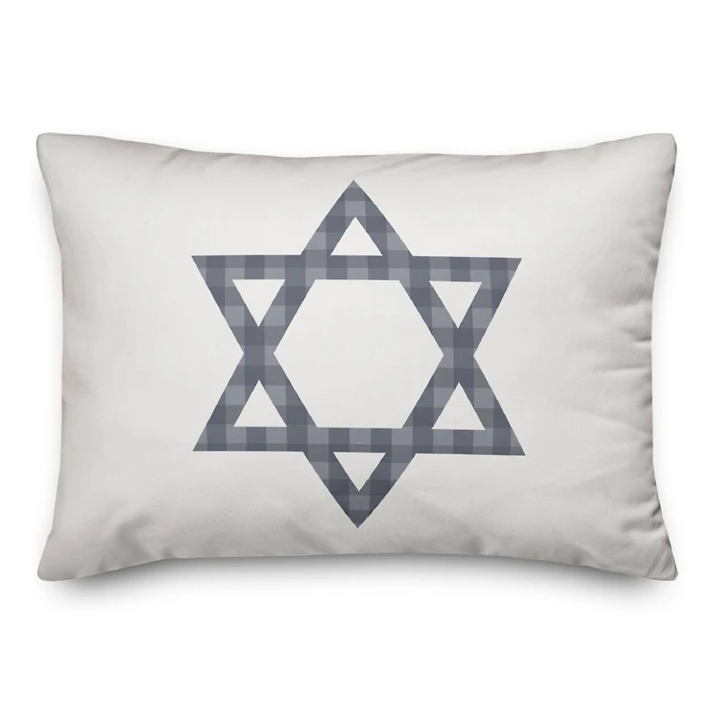 Plaid Star of David 14x20 Spun Poly Pillow