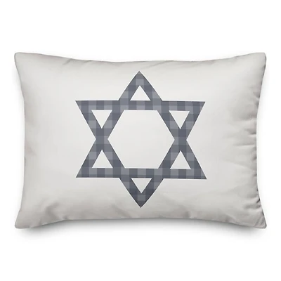 Plaid Star of David 14x20 Spun Poly Pillow