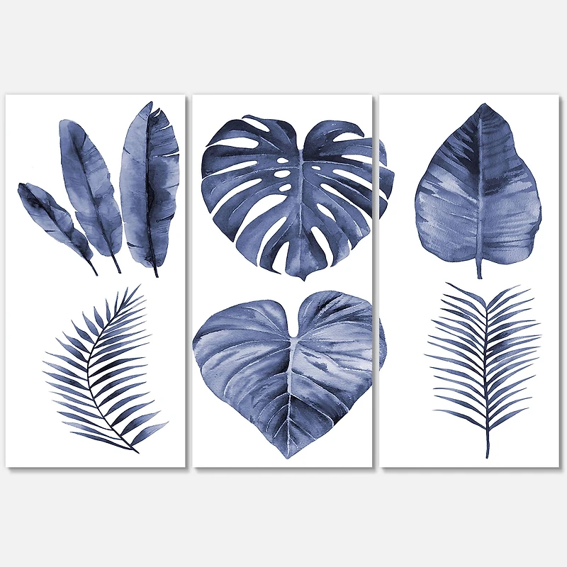 Designart - Tropical Blue Watercolour Leaves I