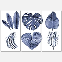 Designart - Tropical Blue Watercolour Leaves I